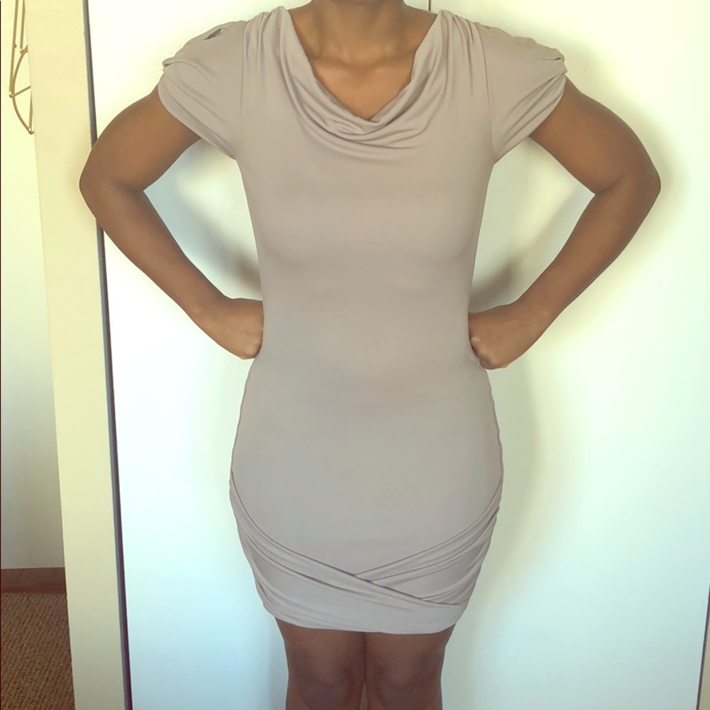 Grey open back party dress